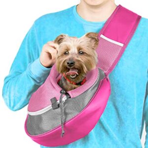 Cuddlissimo! Pet Sling Carrier - Small Dog Puppy Cat Carrying Bag Purse Pouch - For Pooch Doggy Doggie Yorkie Chihuahua Baby Papoose Bjorn - Hiking Front Backpack Chest Body Holder Pack To Wear (Pink)