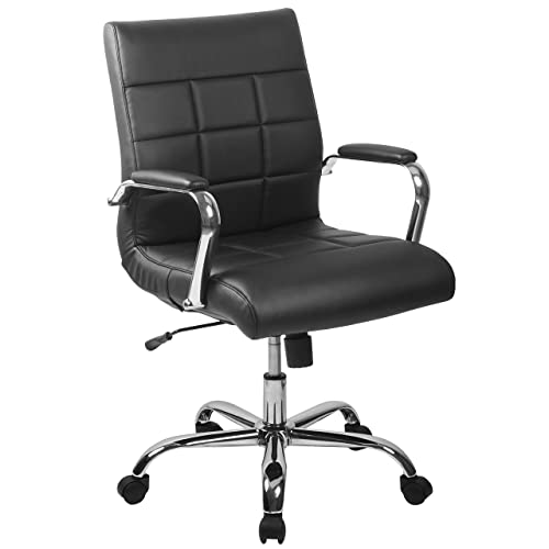 Flash Furniture Vivian Mid-Back Black Vinyl Executive Swivel Office Chair with Chrome Base and Arms