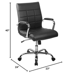 Flash Furniture Vivian Mid-Back Black Vinyl Executive Swivel Office Chair with Chrome Base and Arms