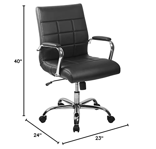 Flash Furniture Vivian Mid-Back Black Vinyl Executive Swivel Office Chair with Chrome Base and Arms