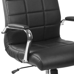 Flash Furniture Vivian Mid-Back Black Vinyl Executive Swivel Office Chair with Chrome Base and Arms