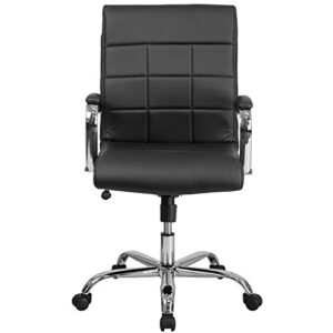 Flash Furniture Vivian Mid-Back Black Vinyl Executive Swivel Office Chair with Chrome Base and Arms