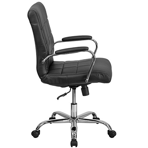 Flash Furniture Vivian Mid-Back Black Vinyl Executive Swivel Office Chair with Chrome Base and Arms