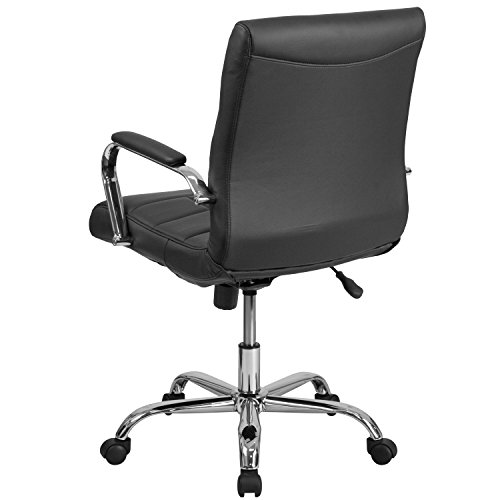 Flash Furniture Vivian Mid-Back Black Vinyl Executive Swivel Office Chair with Chrome Base and Arms