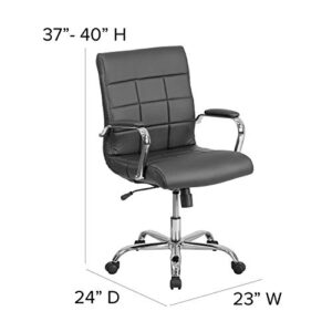 Flash Furniture Vivian Mid-Back Black Vinyl Executive Swivel Office Chair with Chrome Base and Arms