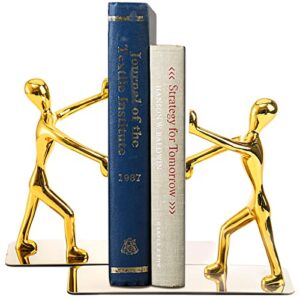 fasmov heavy duty stainless steel man bookends nonskid bookends art bookend,1 pair(glod)
