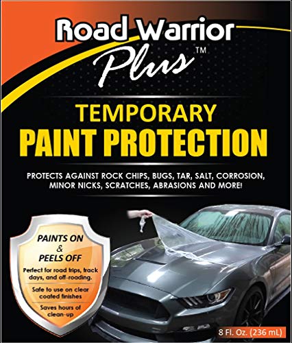 Road Warrior Plus Paint Protection Film - Temporary Roll-On Automotive Exterior Protector from Rocks, Scratch and Chips - Coating Applies White, Dries Clear 16oz Kit