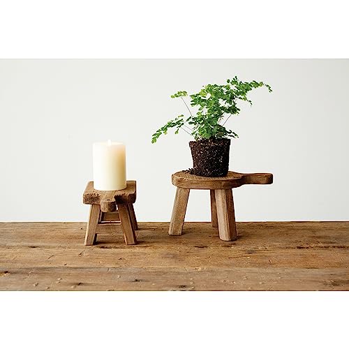 Creative Co-Op Rectangle Wood Pedestal with Handle, Small, Brown