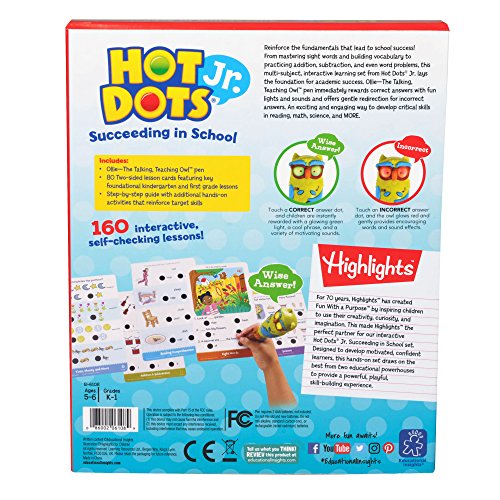 Educational Insights Hot Dot Jr. Succeeding in School Set with Highlights, Homeschool & School Readiness, 160 Multi-Subject Lessons, Interactive Pen Included, Ages 5+