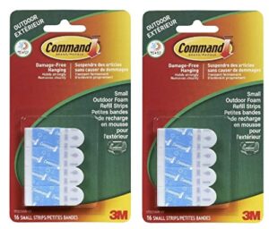 command outdoor foam hanging strip refills, small, 16-strips (17022aw-es),2 packs