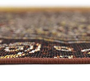 Unique Loom Outdoor Modern Collection Area Rug - Trio (5' 3" x 8' Rectangle, Rust Red/ Gold)