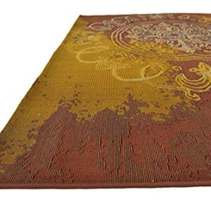 Unique Loom Outdoor Modern Collection Area Rug - Trio (5' 3" x 8' Rectangle, Rust Red/ Gold)