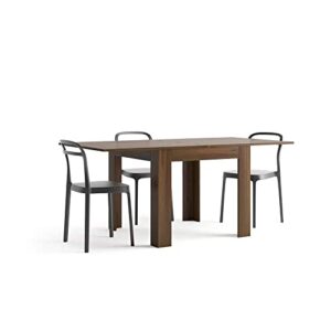 mobili fiver, square extendable dining table, eldorado, canaletto walnut, made in italy