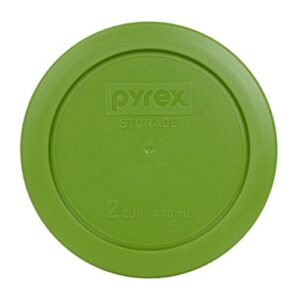 pyrex 7200-pc 2 cup lawn green round plastic storage lid, made in usa