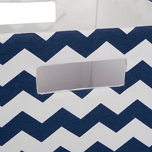 DII Hardsided Polyester Trapezoid Storage Bin, Chevron, Nautical Blue, Medium