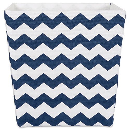 DII Hardsided Polyester Trapezoid Storage Bin, Chevron, Nautical Blue, Medium