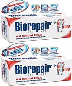 biorepair: "fast sensitive repair" toothpaste with microrepair, new formula - 2.5 fluid ounce (75ml) tubes (pack of 2) [ italian import ]