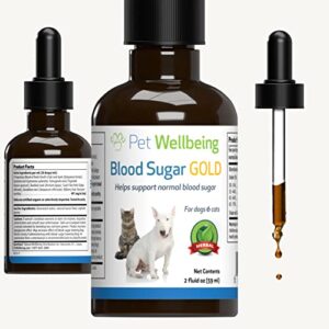 pet wellbeing - blood sugar gold for cats - natural support for healthy blood sugar levels in diabetic cats - insulin stabilization & normal pancreatic function - 2 oz (59 ml)
