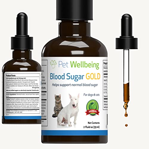 Pet Wellbeing - Blood Sugar Gold for Cats - Natural Support for Healthy Blood Sugar Levels in Diabetic Cats - Insulin Stabilization & Normal Pancreatic Function - 2 oz (59 ml)