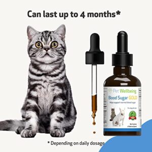 Pet Wellbeing - Blood Sugar Gold for Cats - Natural Support for Healthy Blood Sugar Levels in Diabetic Cats - Insulin Stabilization & Normal Pancreatic Function - 2 oz (59 ml)