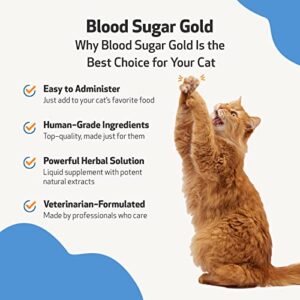 Pet Wellbeing - Blood Sugar Gold for Cats - Natural Support for Healthy Blood Sugar Levels in Diabetic Cats - Insulin Stabilization & Normal Pancreatic Function - 2 oz (59 ml)