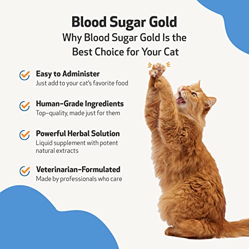 Pet Wellbeing - Blood Sugar Gold for Cats - Natural Support for Healthy Blood Sugar Levels in Diabetic Cats - Insulin Stabilization & Normal Pancreatic Function - 2 oz (59 ml)