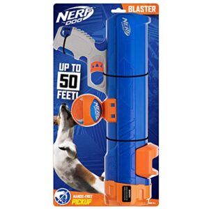nerf dog tennis ball blaster dog toy blue/orange, 16 inch compact blaster with 1 ball
