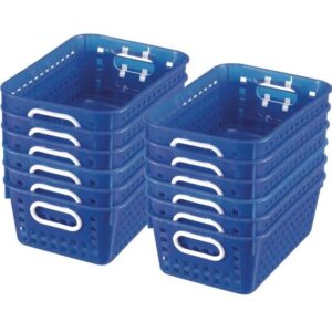 really good stuff multi-purpose plastic storage baskets for classroom or home use - stackable mesh plastic baskets with grip handles 11" x 7.5" (blue - set of 12)