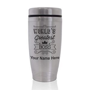 skunkwerkz commuter travel mug, world's greatest boss, personalized engraving included