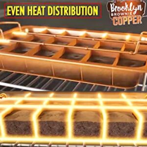 Brooklyn Brownie Copper by GOTHAM STEEL Nonstick Baking Pan with Built-In Slicer, Ensures Perfect Crispy Edges, Metal Utensil and Dishwasher Safe