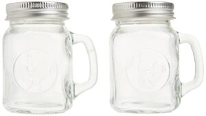 circleware mason jar rooster mug salt and pepper shakers, 5 oz, clear