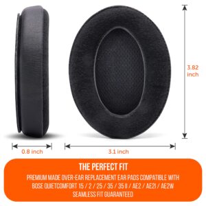 WC Upgraded Replacement Ear Pads for Bose QC15 Headphones Made by Wicked Cushions- Supreme Comfort - Compatible with QC25 / QC2 / AE2 / AE2i / AE2W - Extra Durable | (Velour)