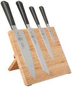 mercer culinary züm magnetic board forged knife set, bamboo, black