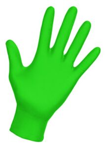 sas safety 66551 derma-vue powder-free exam grade 6 mil nitrile gloves, medium, neon green