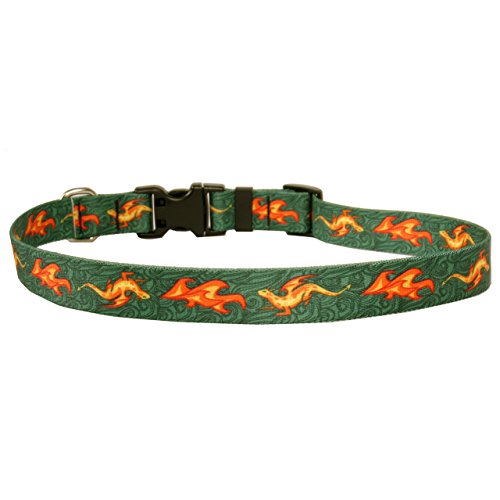 Yellow Dog Design Fire Breathing Dragon Dog Collar 3/8" Wide and Fits Neck 4 to 9"