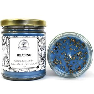 healing 8 oz soy candle for grief, sadness & emotional turmoil herbal