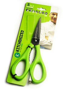 kitchenized by chef mori heavy duty kitchen shears and multi purpose kitchen scissors, utility scissors for chicken, poultry, fish, meat, vegetables, herbs, and bbq’s