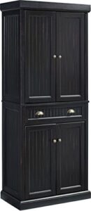 crosley furniture seaside kitchen pantry cabinet - distressed black