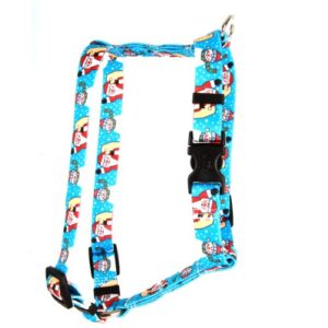 yellow dog design santa snowman roman style h dog harness, small/medium-3/4 wide fits chest of 14 to 20"