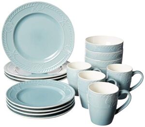 pfaltzgraff antigua 16 piece dinnerware set (set of 4), blue