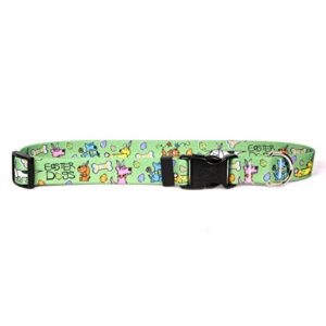 yellow dog design easter dogs dog collar fits neck 14 to 20"/4" wide, medium 3/4" wide, (edog104)