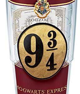 Tervis Harry Potter-Platform Nine and Three-Quarters Insulated Tumbler with Wrap and Black Lid, 1 Count (Pack of 1), Clear