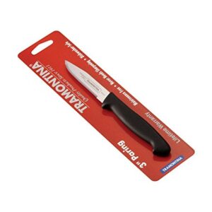 Tramontina Plastic Handle Paring Knife 3" Carbon Micro-Serrated Carded