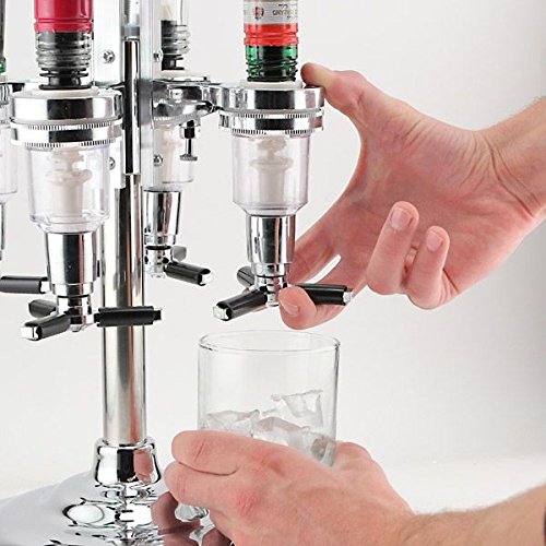 Revolving Alcohol Caddy - 6 Bottles - Liquor Holder Beverage Cocktail Shot Dispenser
