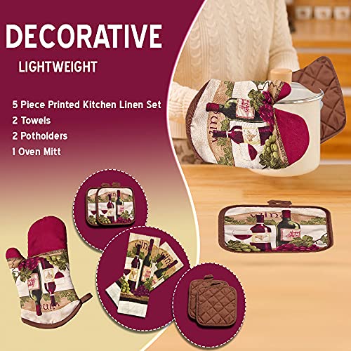 Lobyn Value Packs Decorative Lightweight Kitchen Towel Set 5 Piece Towels