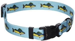 yellow dog design walleye dog collar with tag-a-long id tag system-size large-1" wide and fits neck 18 to 28", (weye106)