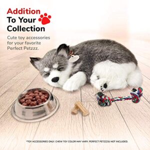 Perfect Petzzz Silver Bowl with Simulated Pet Food, Colorful Chew Toy for Lifelike Stuffed Interactive Pet, Dog Bones for Breathing Pets