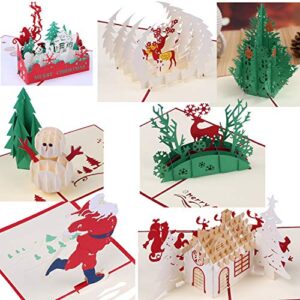 Bluboon 3D Greeting Christmas Cards Papercraft 7 Pack Holiday Birthday Pop Up Cards Gift