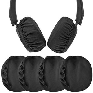 geekria 2 pairs flex fabric headphones ear covers, washable & stretchable sanitary earcup protectors for on-ear headset ear pads, sweat cover for warm & comfort (s/black)