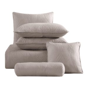 Brielle Stream Bolster Pillow, 6"x18", Light Grey